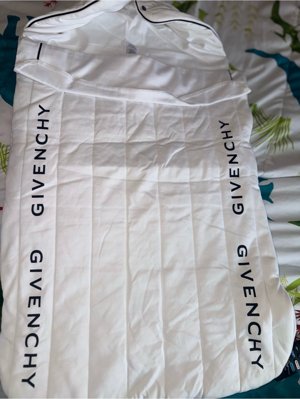 Givenchy White Quilted Logo kids sleeping bag baby nest